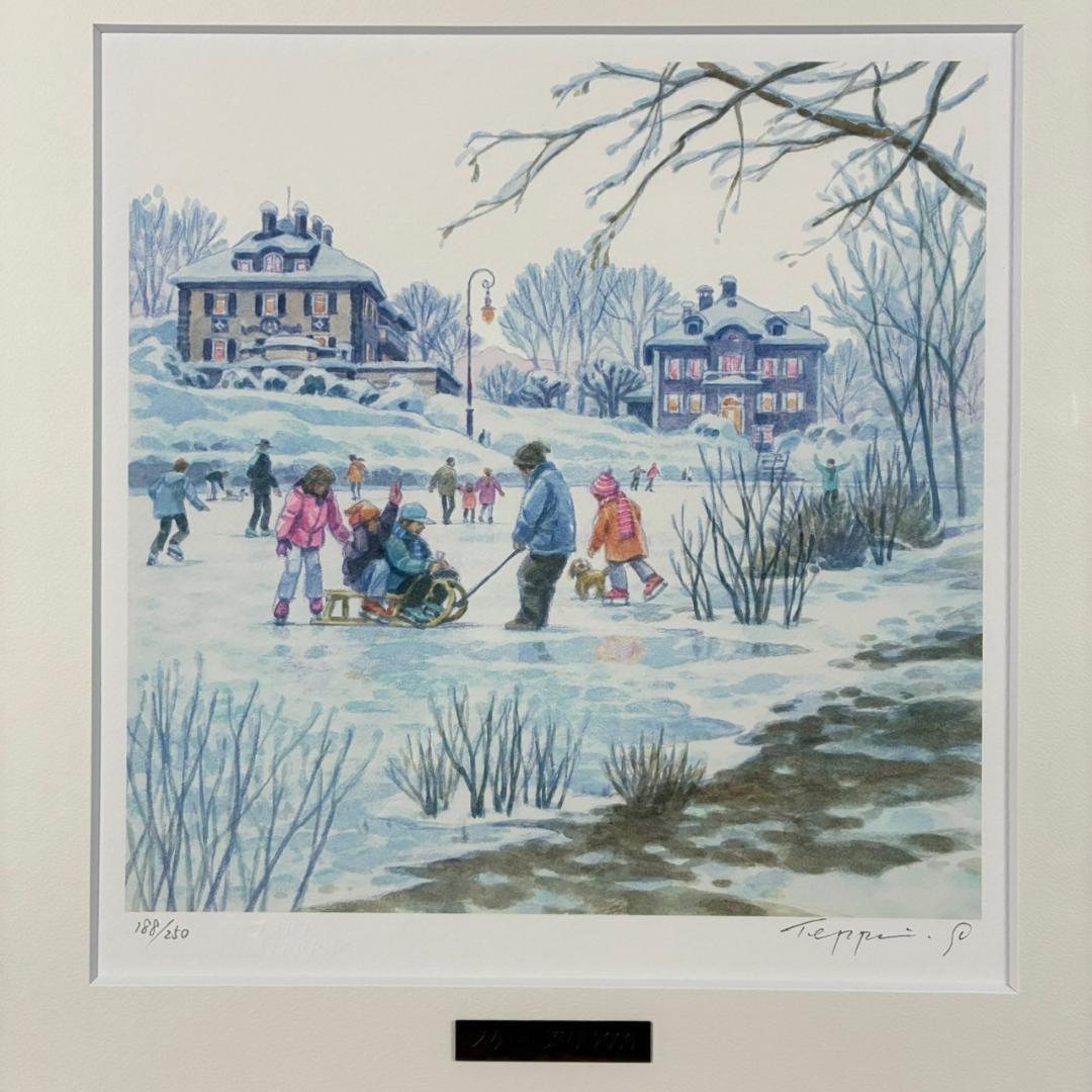 美品 笹倉鉄平「スケート遊び」ミクスドメディア 直筆サイン入り 保証書付属