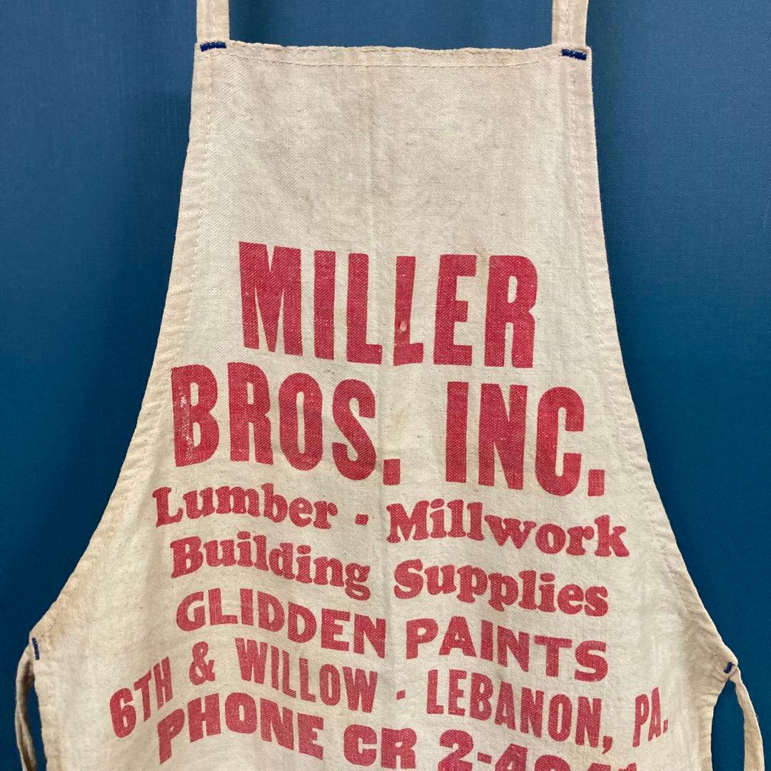 US仕入れ ビンテージエプロン キャンバス 染み込み アメリカアドバタイジング赤