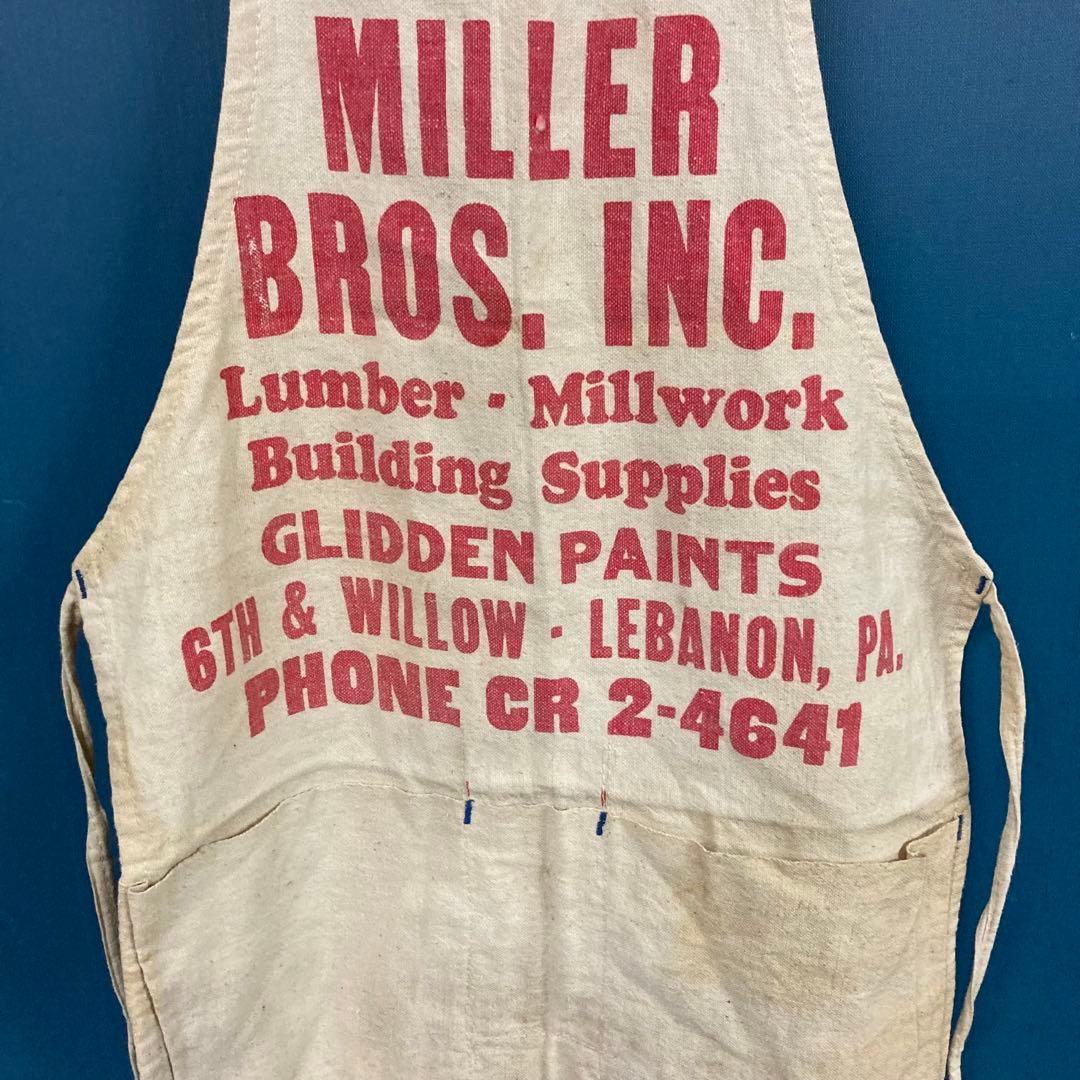 US仕入れ ビンテージエプロン キャンバス 染み込み アメリカアドバタイジング赤