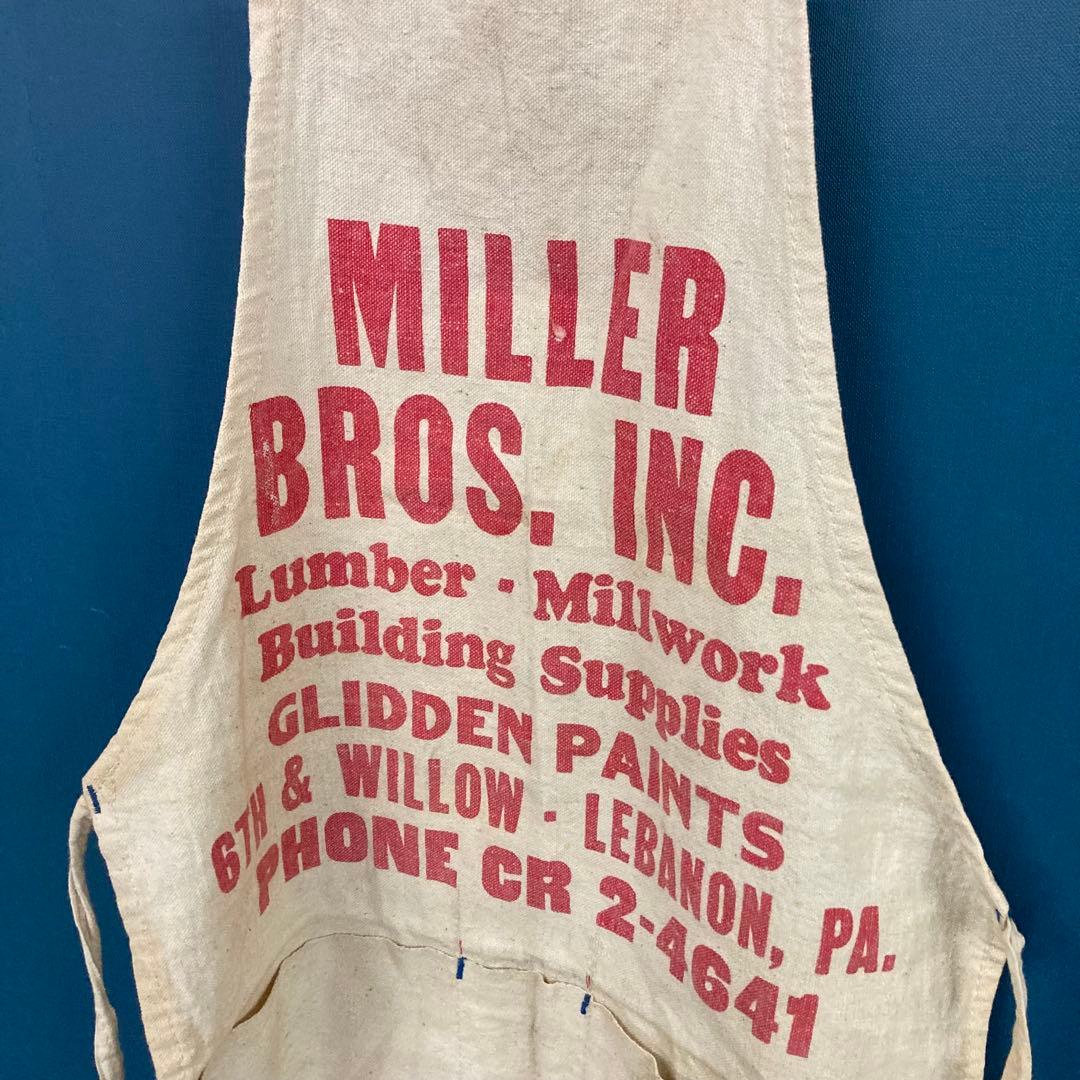 US仕入れ ビンテージエプロン キャンバス 染み込み アメリカアドバタイジング赤