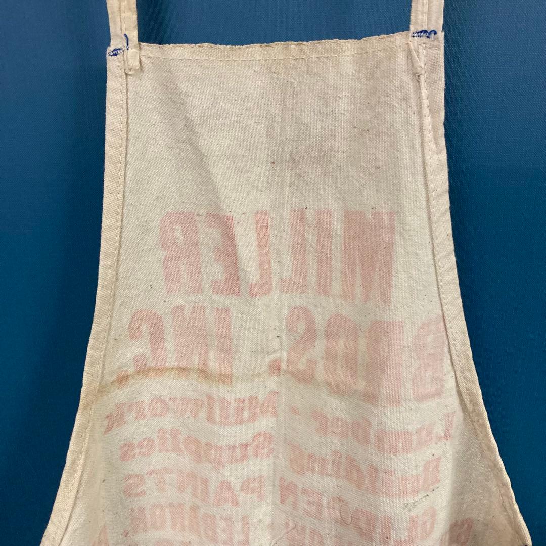 US仕入れ ビンテージエプロン キャンバス 染み込み アメリカアドバタイジング赤