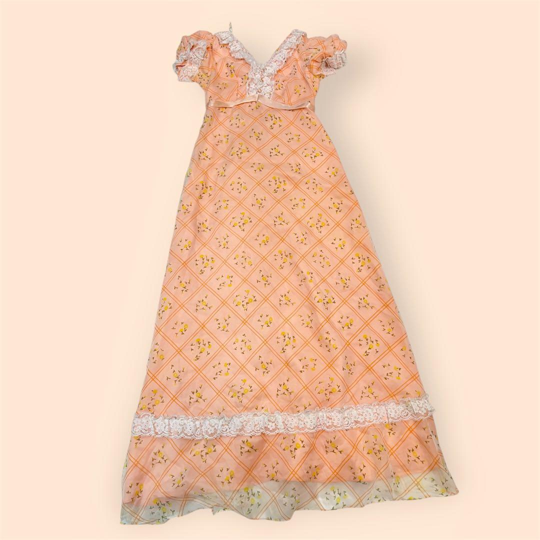 希少 ヴィンテージ 花柄 シアードレス 70年代 GUNNESAX風