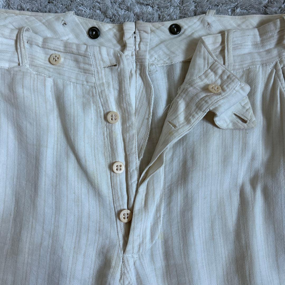 30〜40's french vintage ストライプスラックス リネン