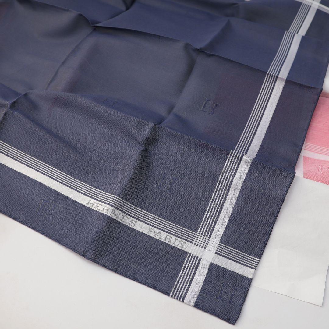 新品未使用 エルメス HERMES ハンカチ 2枚セット ネイビー ピンク