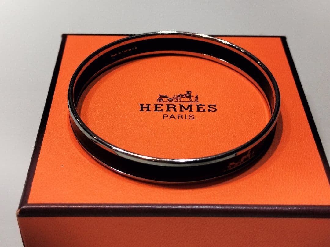 HERMES　エルメス　エマイユバングル　シルバー×ブラック