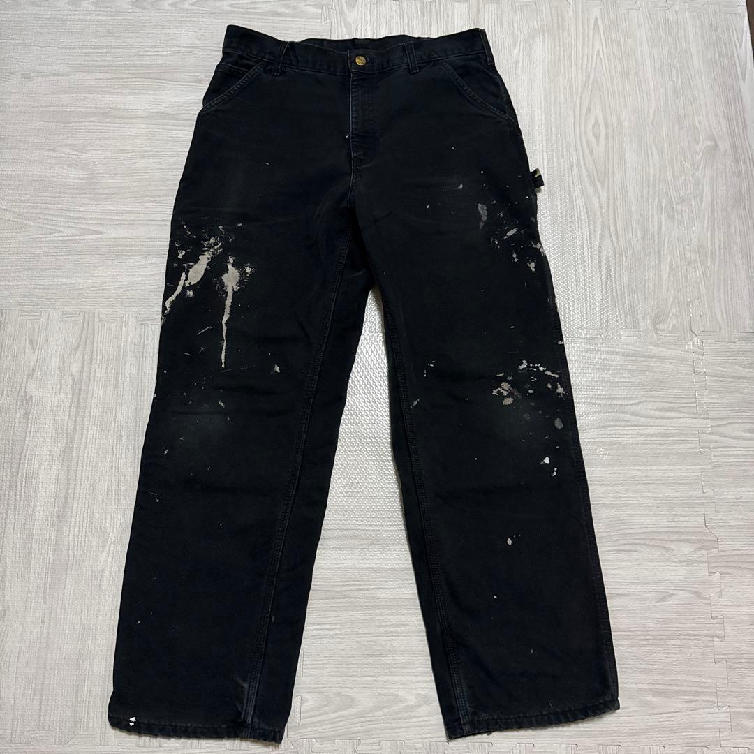 カーハート ダック地　ペインターパンツ　シングルニー　フェード　ワークパンツ