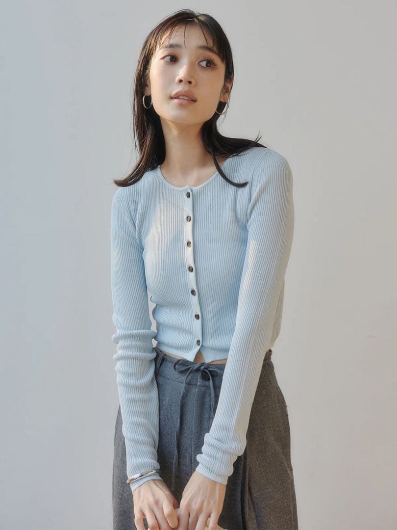 anuans アニュアンス リュクスビスコースリブニットカーディガン ※値下不可