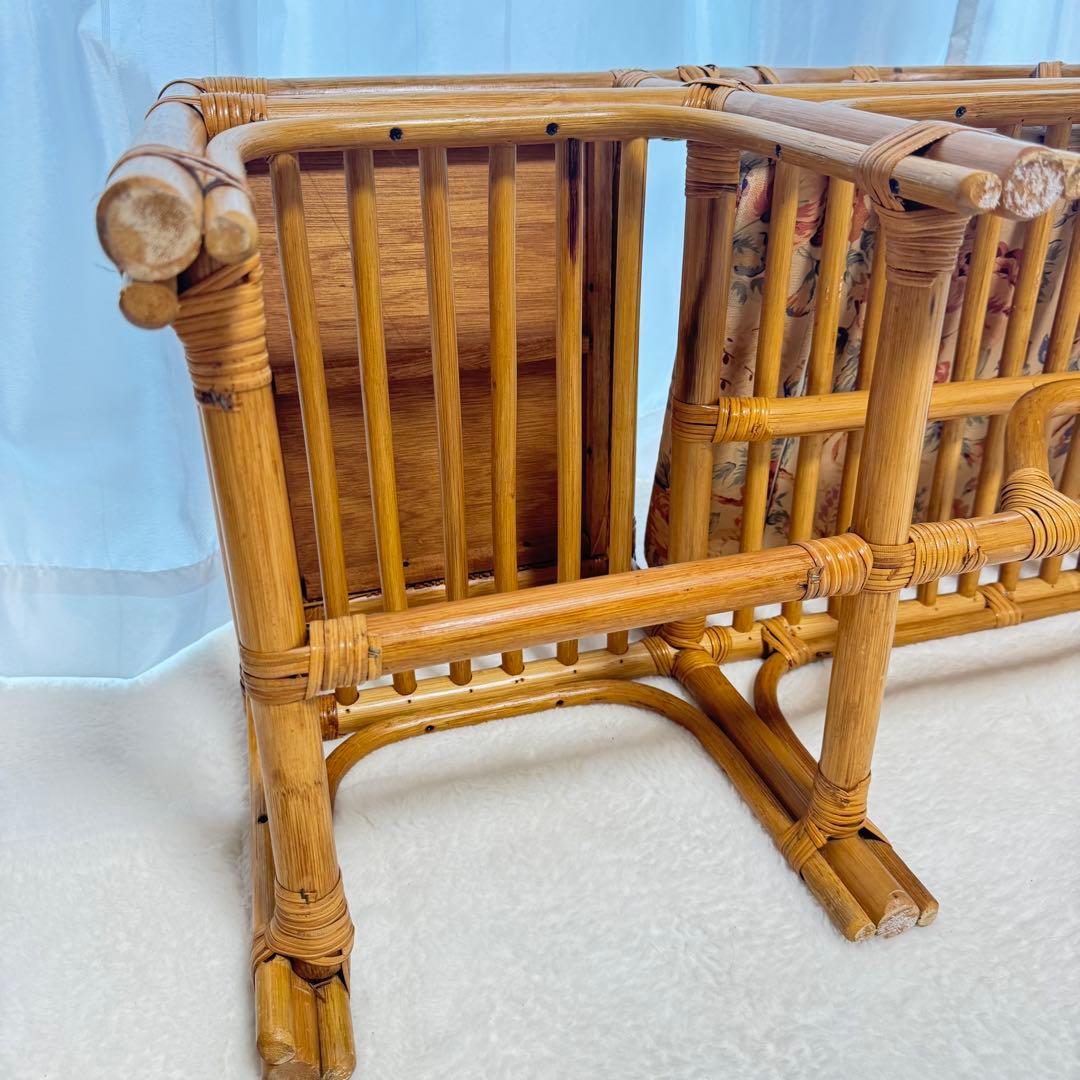 レア♡籐椅子 ラタンチェア サイドテーブル アンティーク レトロ クッション付
