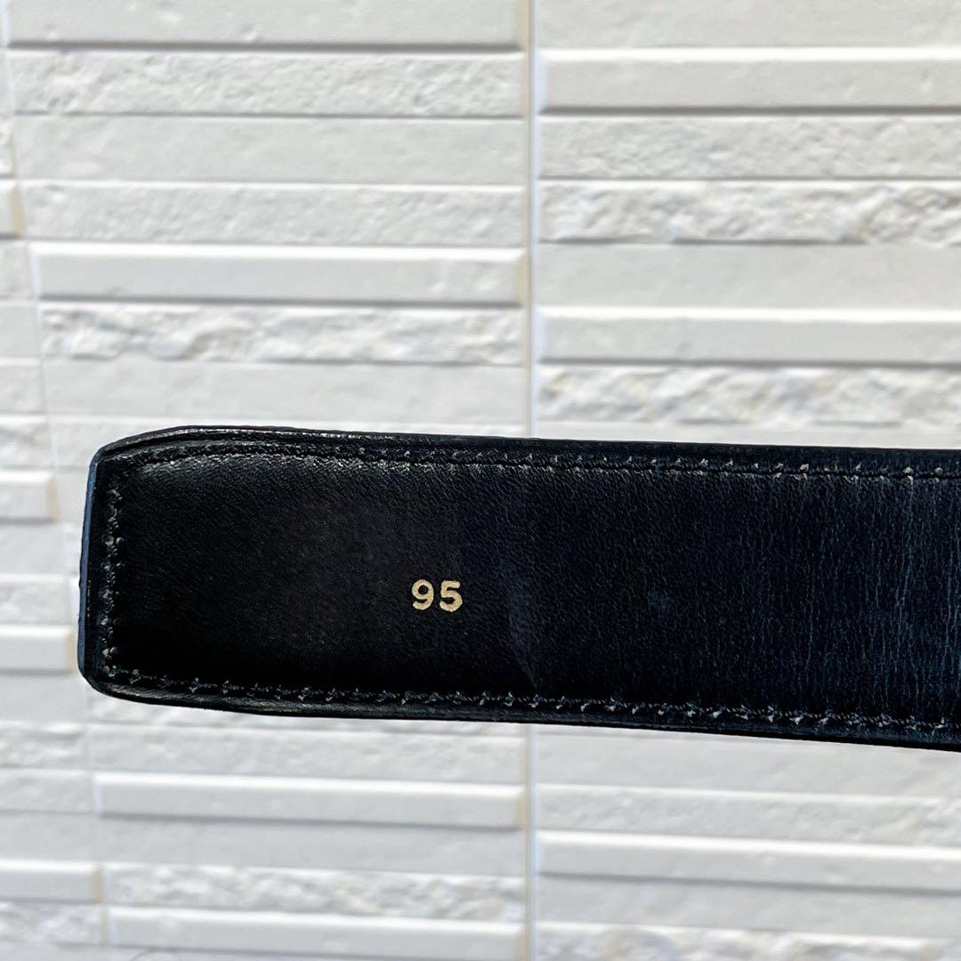 良品 セリーヌ レザー トリオンフ バックル ベルト ゴールド金具 ブラック