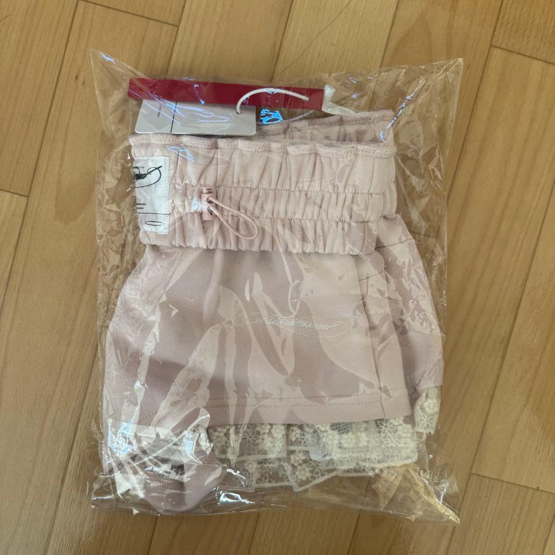パンツ THEREDTHREAD S jersey shorts lace pink