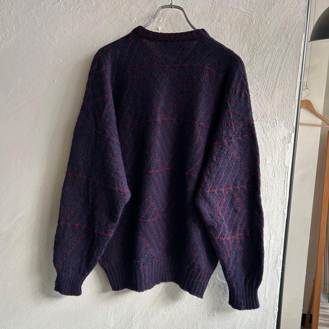 70S イングランド製 alan paine アルパカ 総柄ニット アランペイン