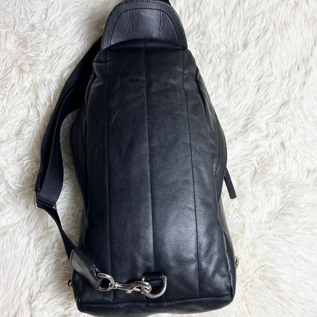 【美品】COACH ボディバッグ クロスボディ レザーブラック