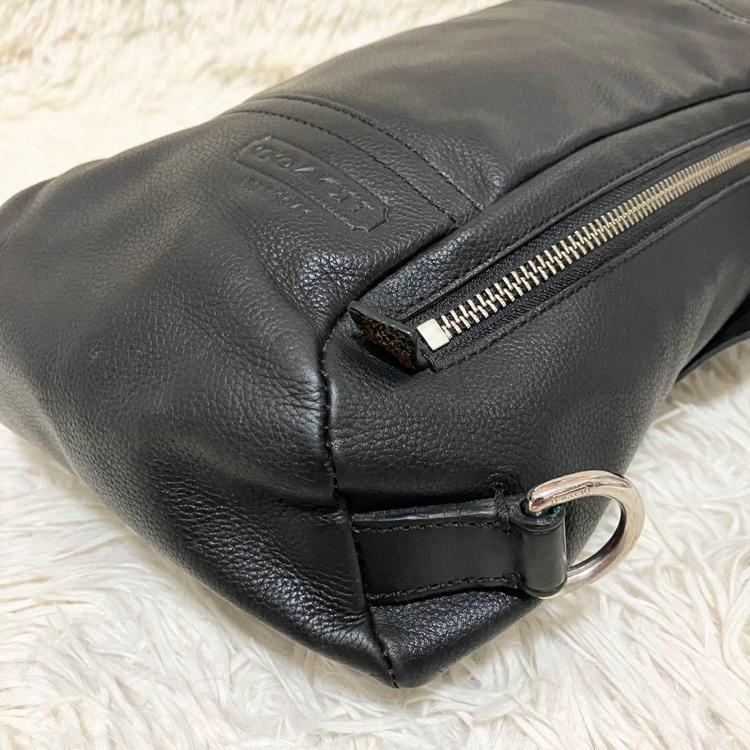 【美品】COACH ボディバッグ クロスボディ レザーブラック
