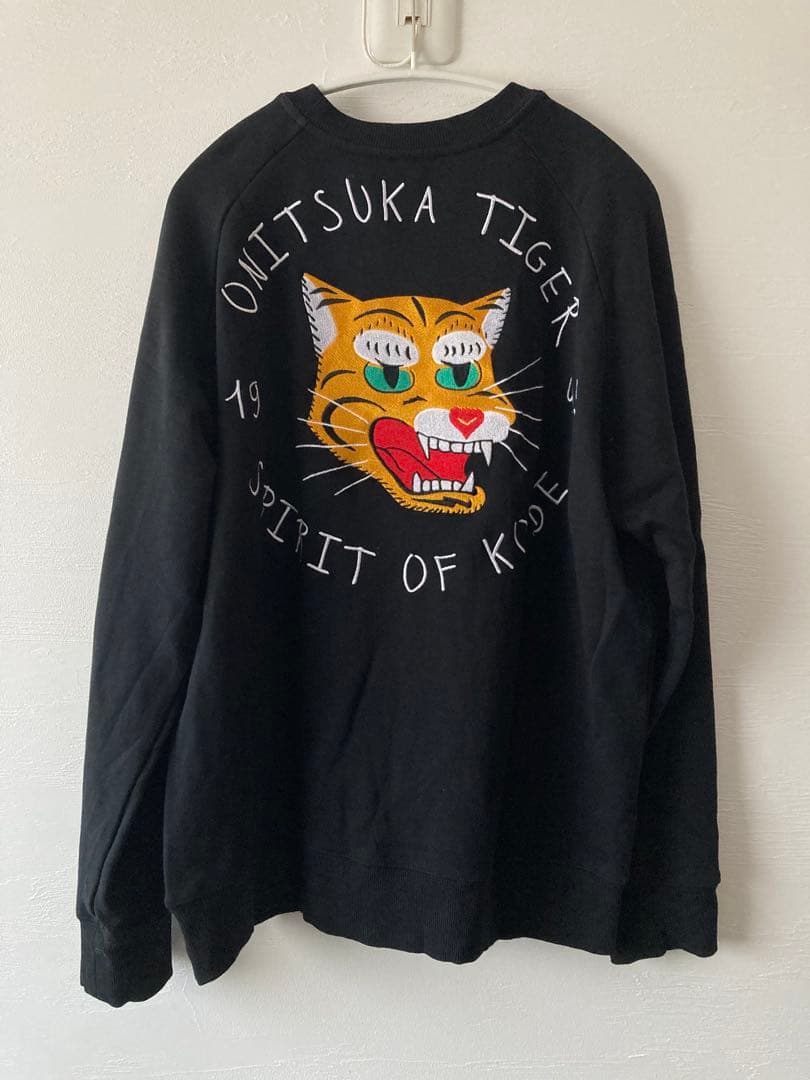 m*a様 【美品】オニツカタイガー 刺繍 スウェット トレーナー 黒 オーバーサ