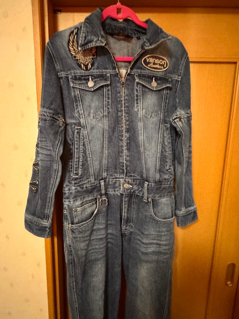 Vanson デニムオールインワン　スカルデザイン