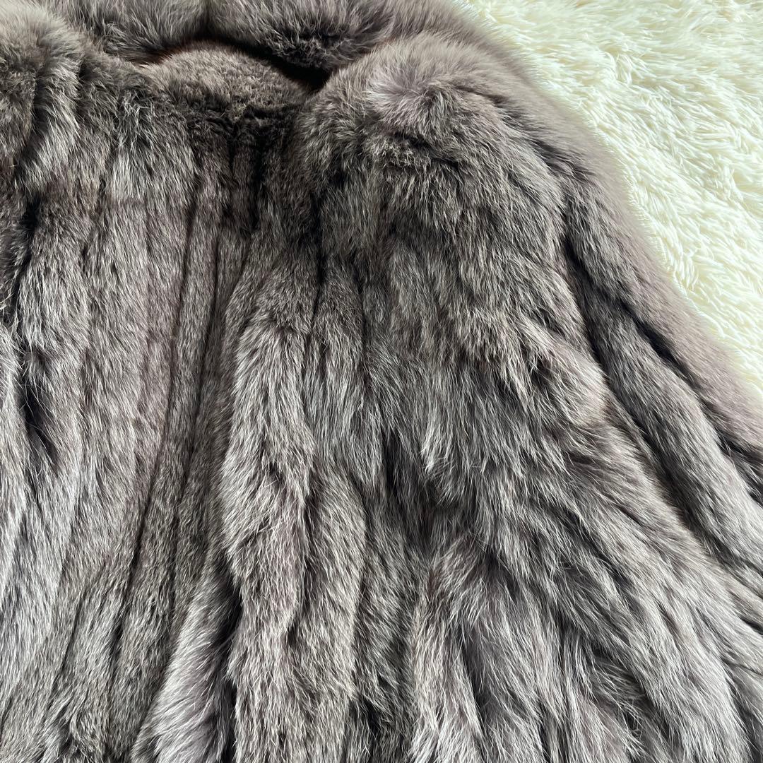極美品 肌触り最高 フォックスファー グレー ファーコート 長袖 ラグジュアリー
