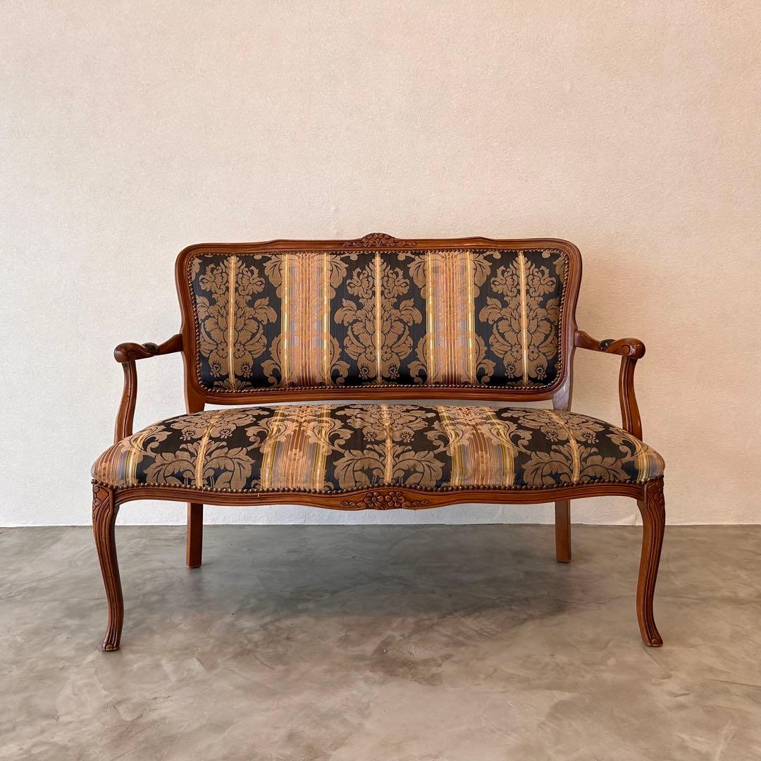アンティーク家具 イタリア 2人掛けベンチ ラブソファ クラシック ヴィンテージ