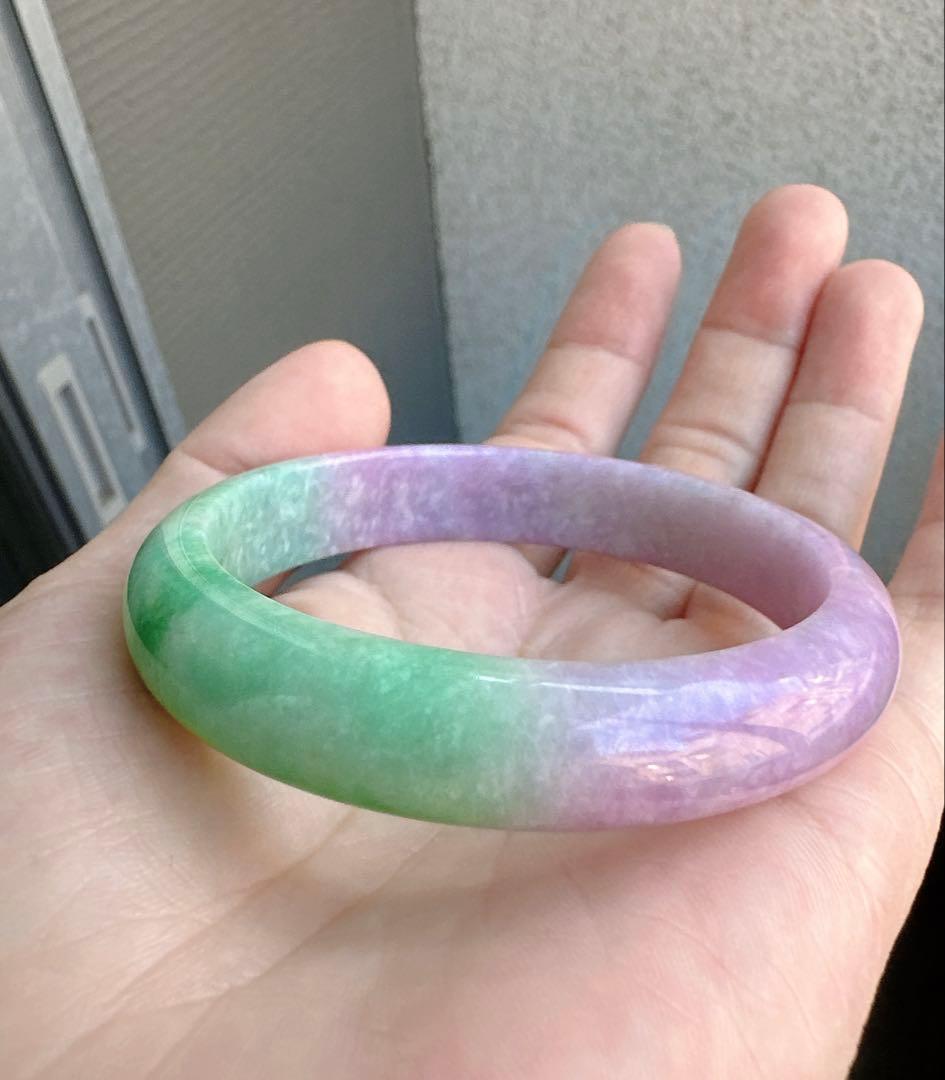 翡翠バングル 紫と緑のグラデーションAランクヒスイ翡翠