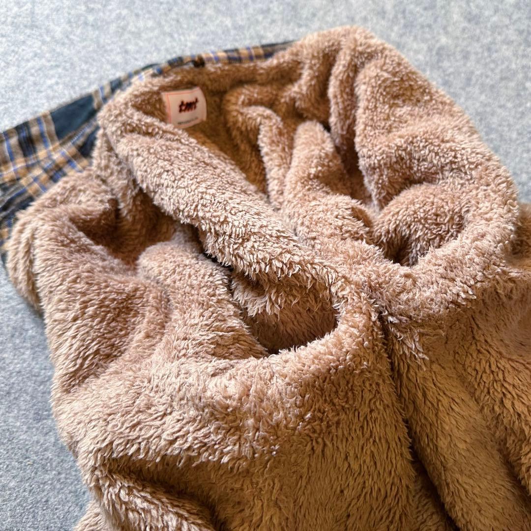 TMT：名作【コットン•フランネル×ボア•ライナー】チェック柄•シャツジャケット