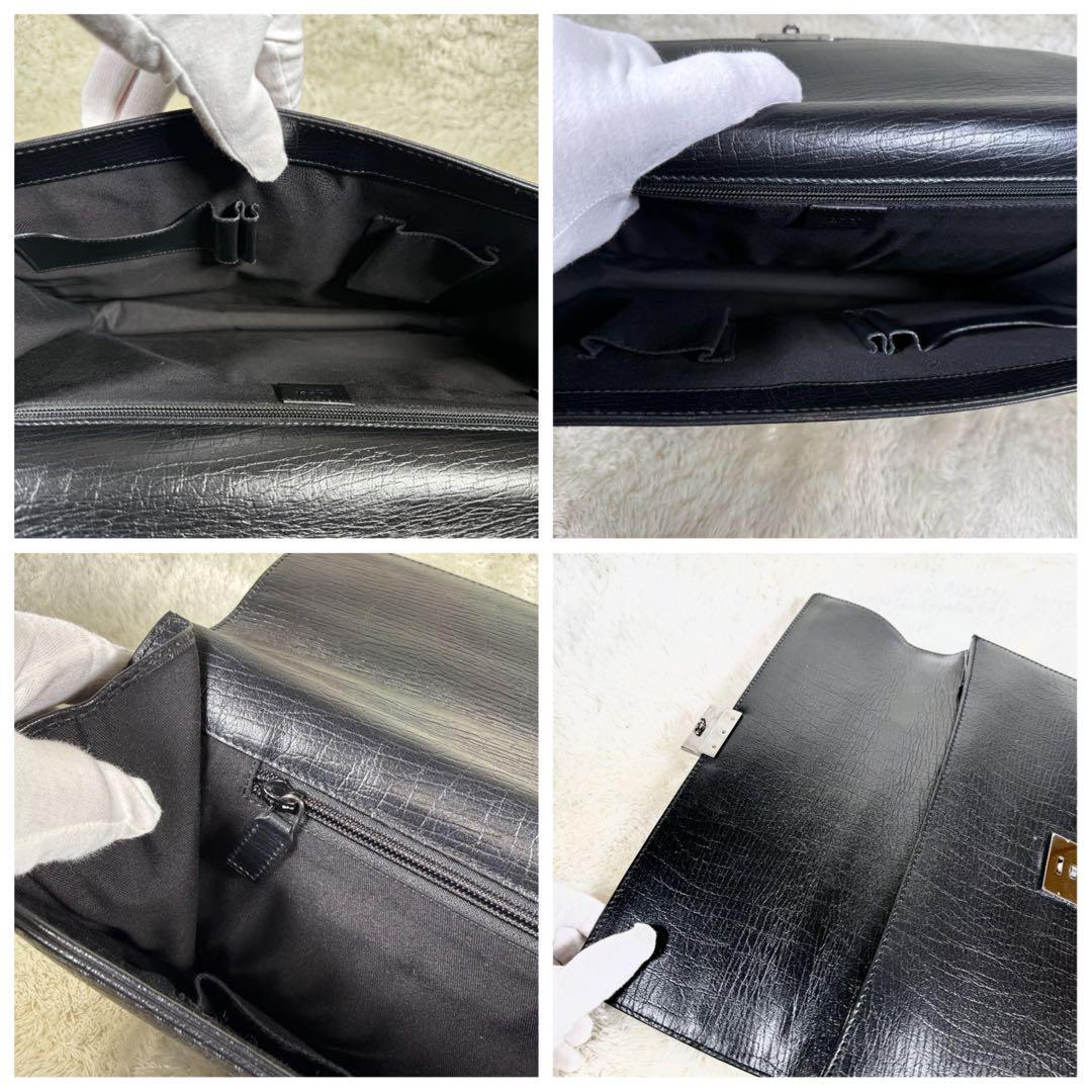 【美品】GUCCIグッチ ビジネスバッグ ダイヤルロック レザー A4 ブラック