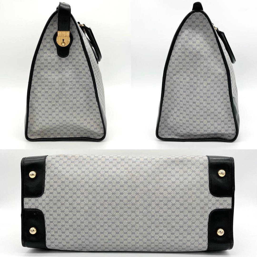 【GUCCI】ボストンバッグ　マイクロGG PVC ネイビー　グレー