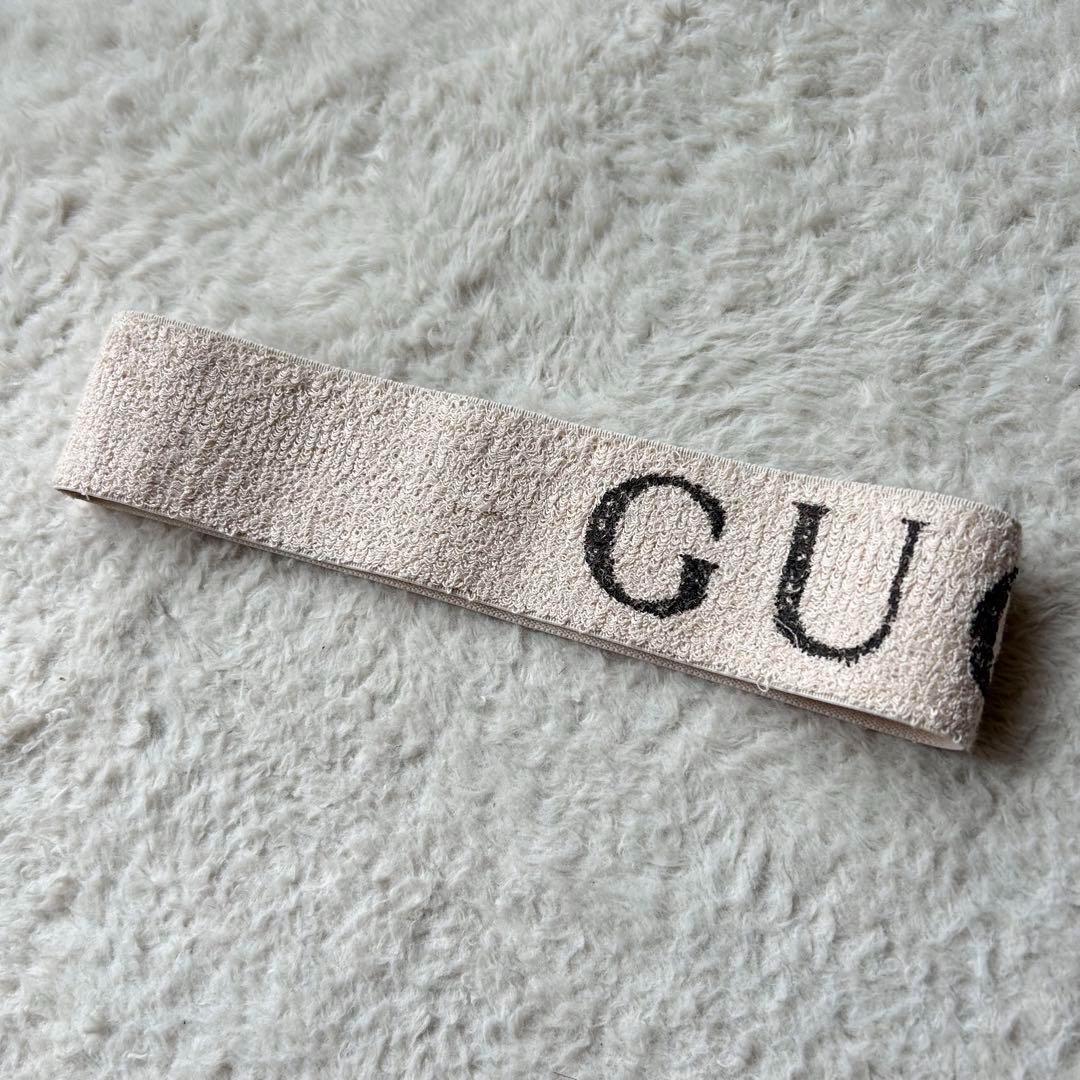 【美品】グッチ エラスティック ヘアバンド ロゴ アイボリー ユニセックス 現行