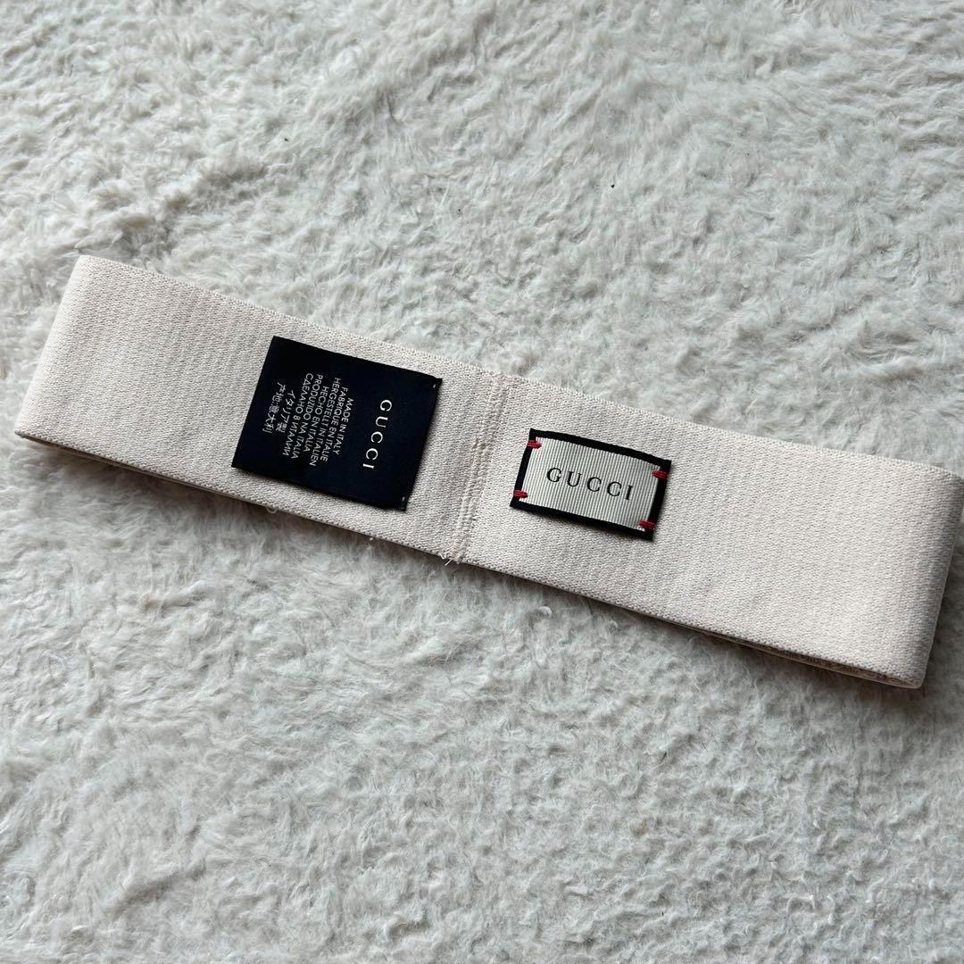 【美品】グッチ エラスティック ヘアバンド ロゴ アイボリー ユニセックス 現行