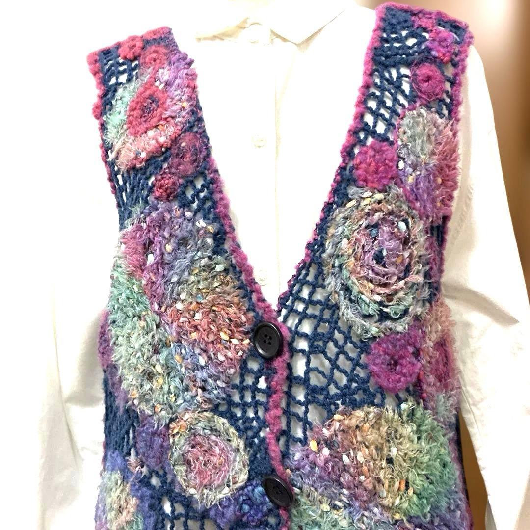 M＆kyoko 多色花柄モチーフニットベスト（美品）