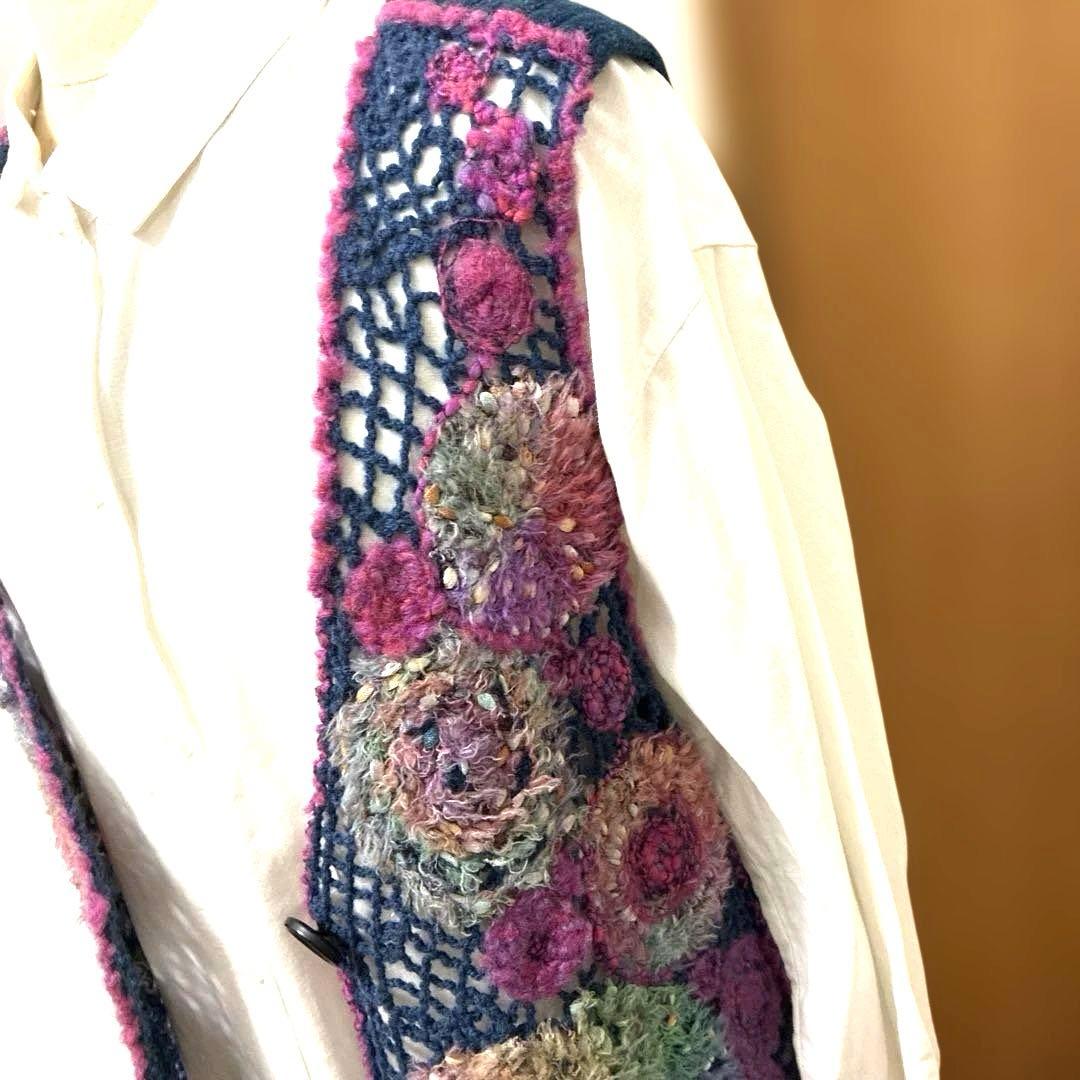M＆kyoko 多色花柄モチーフニットベスト（美品）