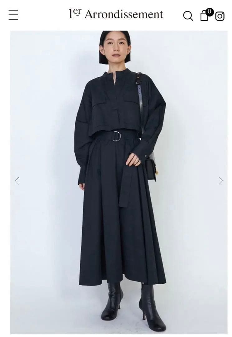 1er Arrondissement タイプライターシャツワンピース ブラック