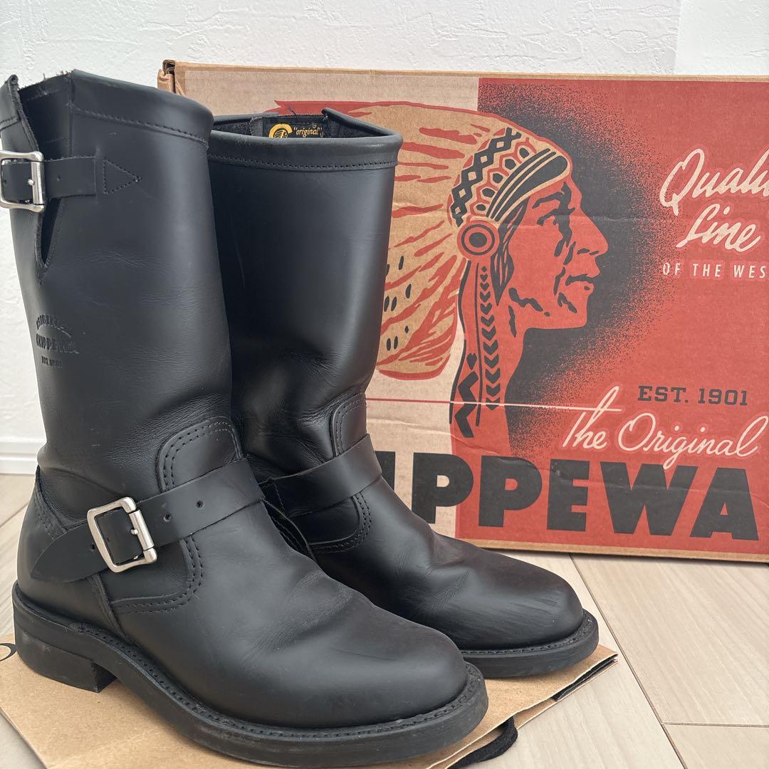 【再値下げ】Chippewa ブラック エンジニアブーツ