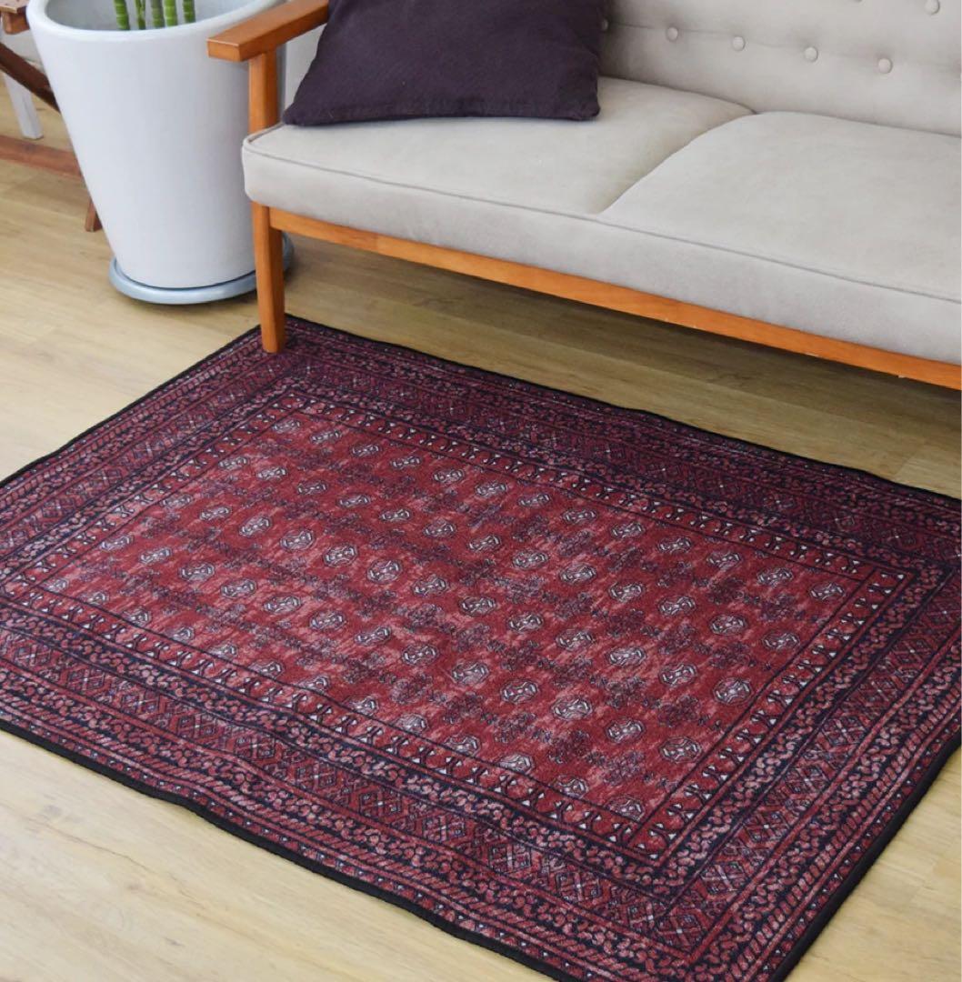 TOCO LIFE ヴィンテージ風ラグマット レッド 140×200㎝