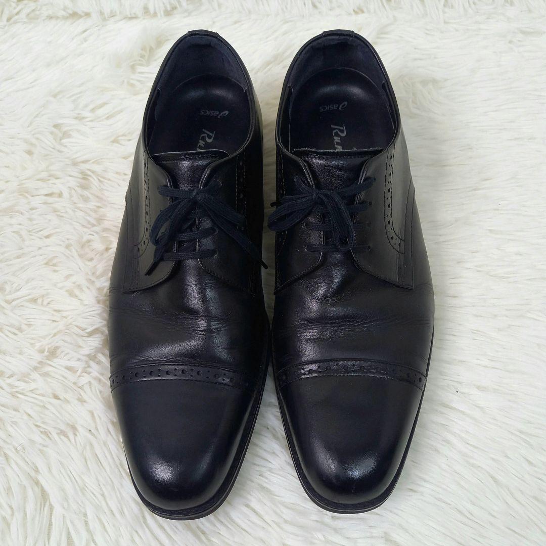 アシックス ランウォーク ストレートチップ 革靴 ビジネスシューズ 26.5 黒