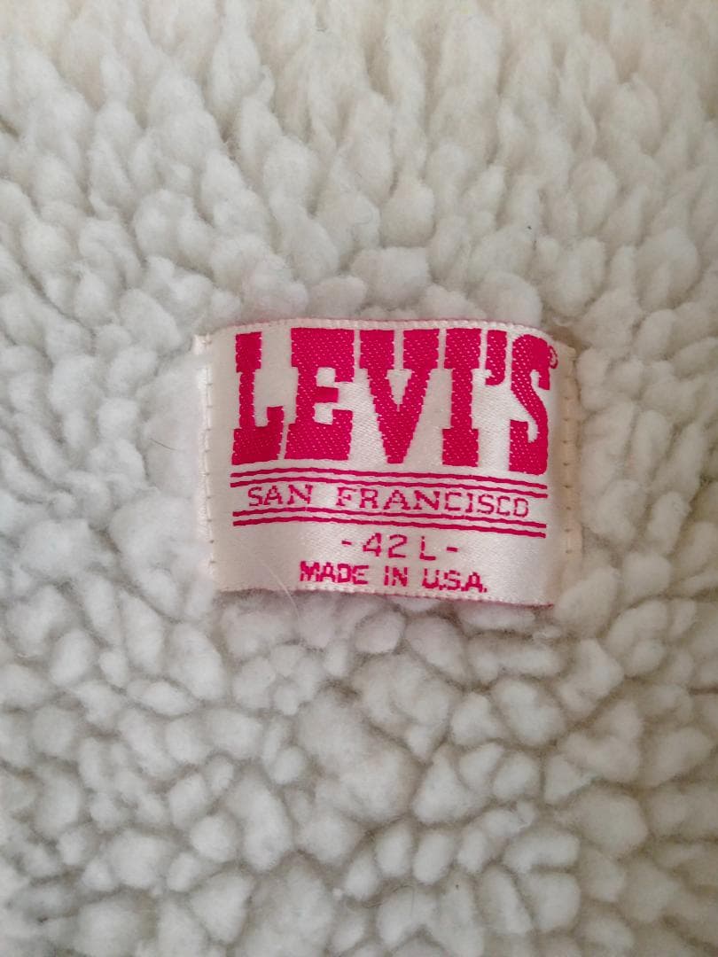 ビンテージ80年代リーバイス71608-0216デニムボア付きJKT42LONG