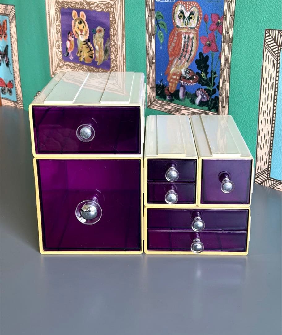 スペースエイジ　連結小物入れ　カセッター　アクリル　プラスチックケース　引き出し