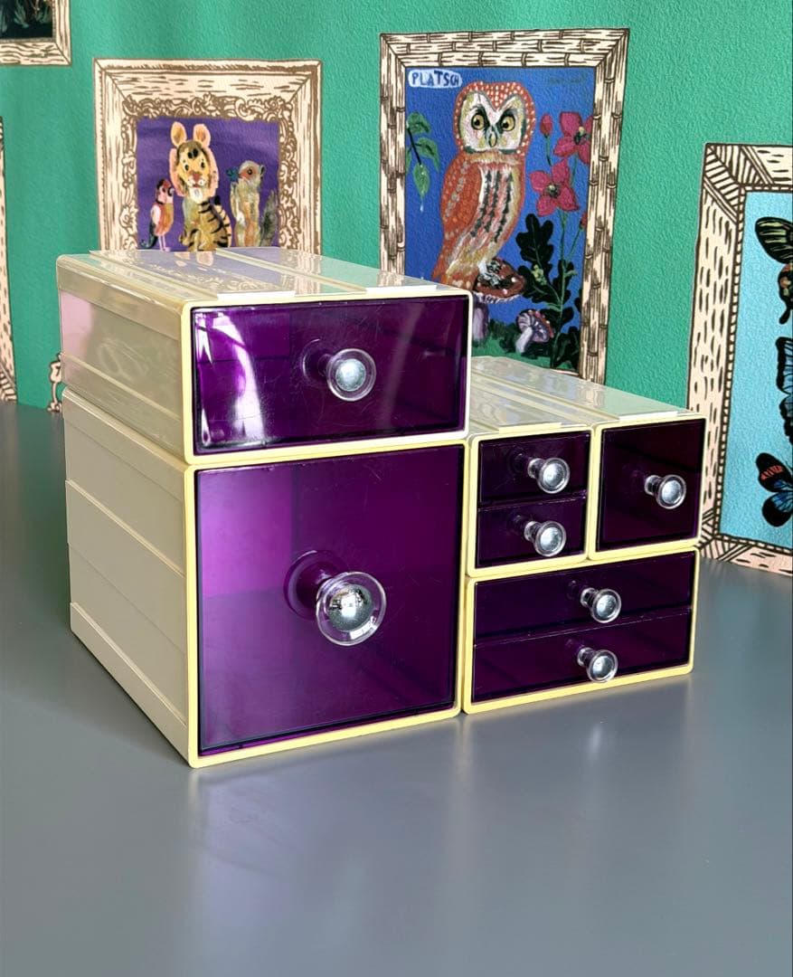 スペースエイジ　連結小物入れ　カセッター　アクリル　プラスチックケース　引き出し