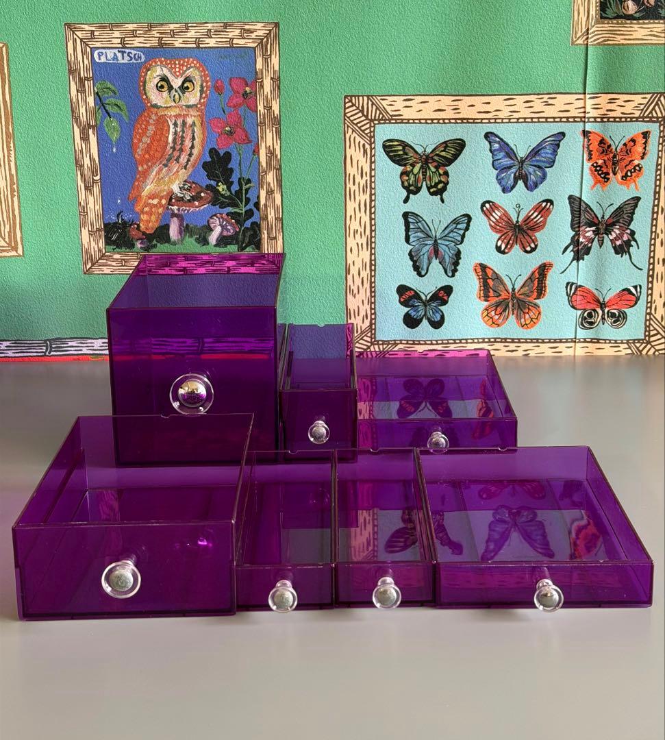 スペースエイジ　連結小物入れ　カセッター　アクリル　プラスチックケース　引き出し