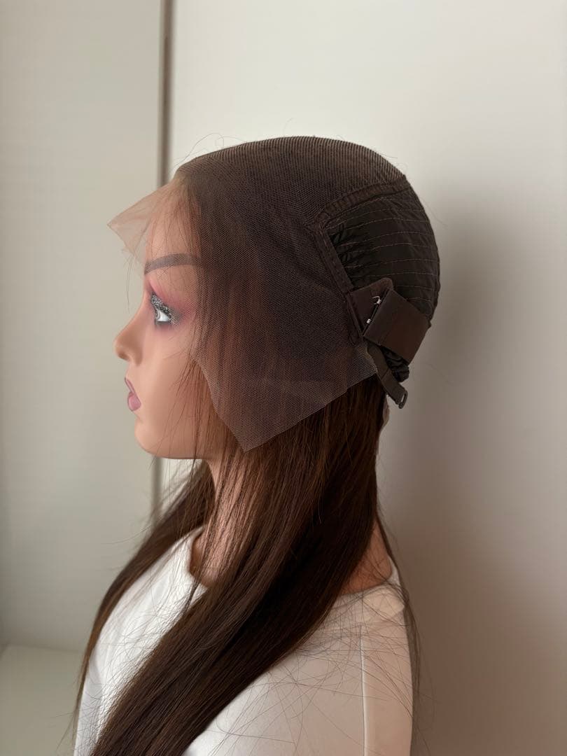 【うた】人毛100%フルウィッグ｜モカブラウン｜耳かけ・自然なもみあげ