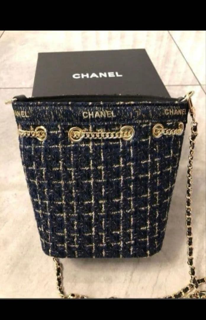 ♪*♪様 CHANEL ネイビー ツイード バケットバッグ