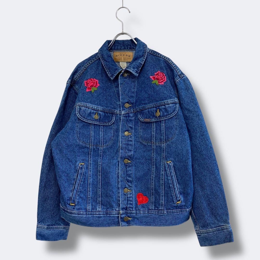 3点¥10,000 ビンテージ 古着 卸 レトロ 80's 花柄デニムジャケット