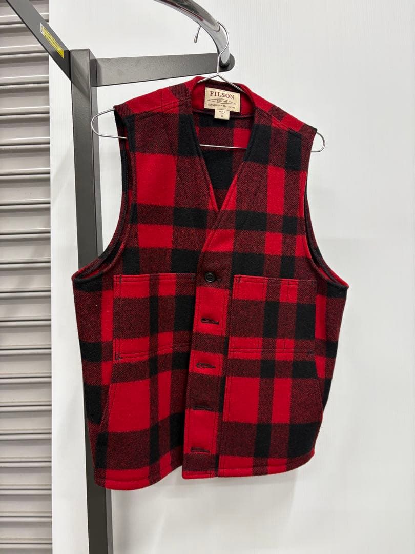 FILSON 赤黒チェック ベスト M