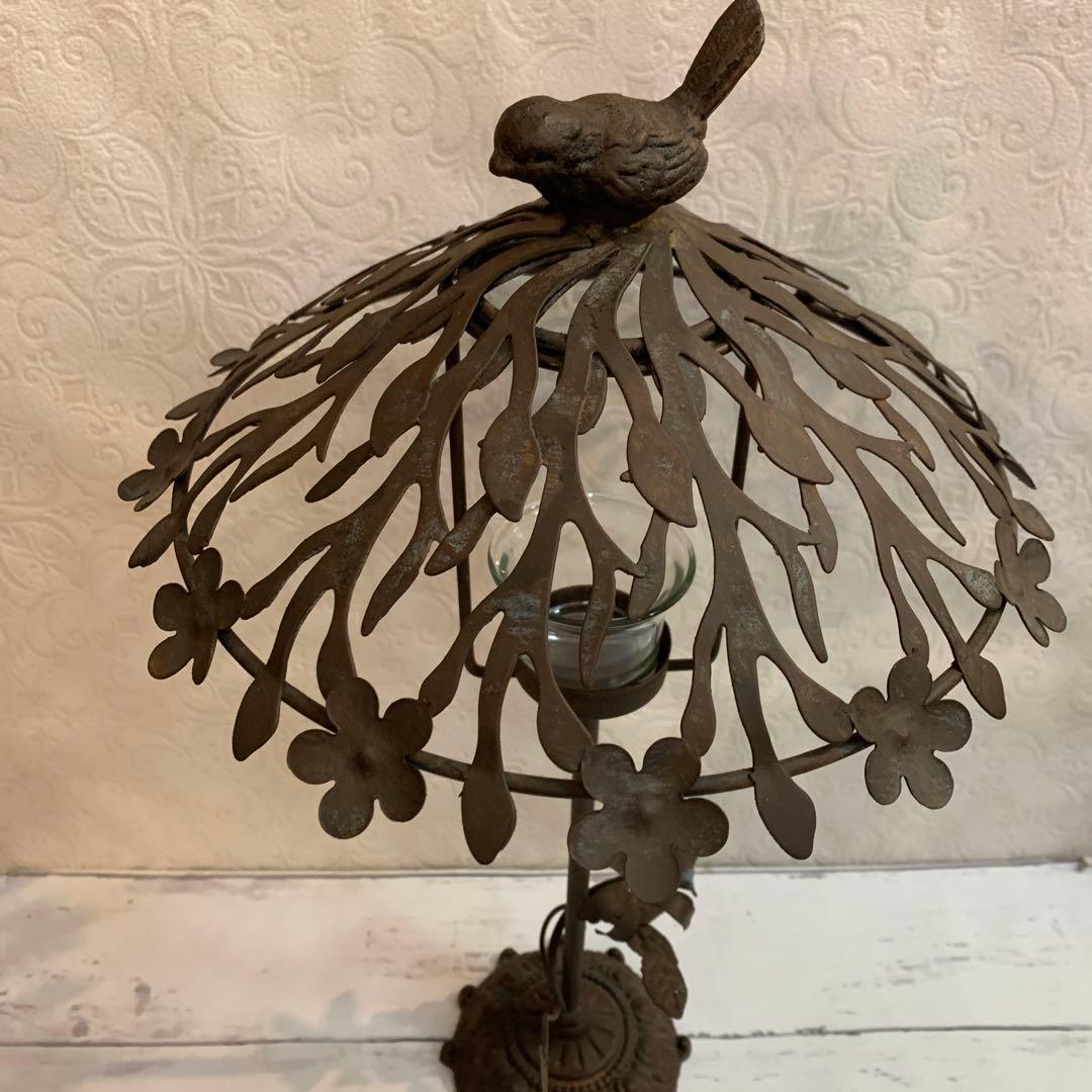 アイアン製キャンドルホルダー 花と鳥デザイン KW-32-1