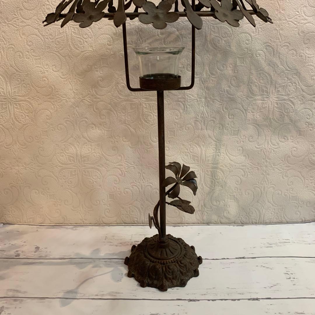 アイアン製キャンドルホルダー 花と鳥デザイン KW-32-1