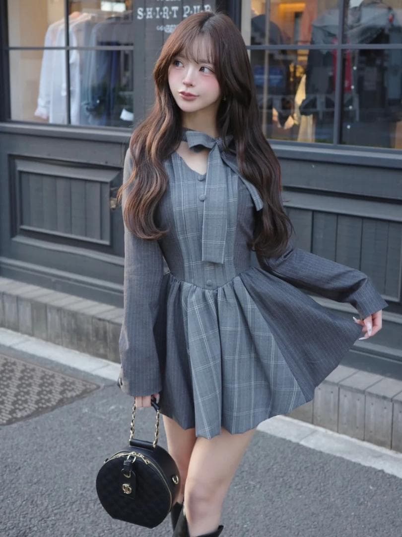 新品 Darich ダーリッチ　ショルダースカラップフリルシャツミニワンピース