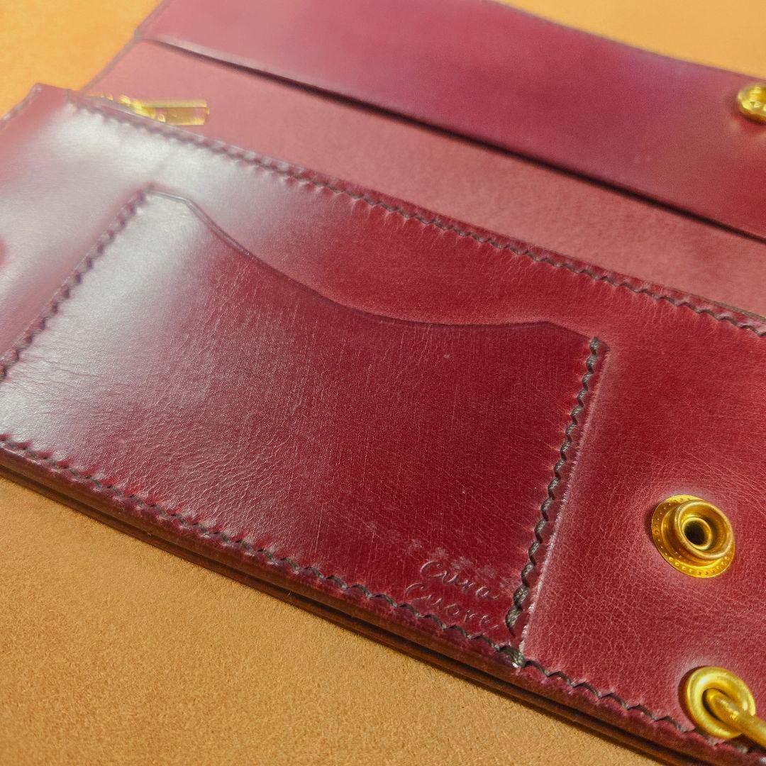 163 ロング　トラッカーウォレット イタリアンレザーTEXAS【ワインレッド】