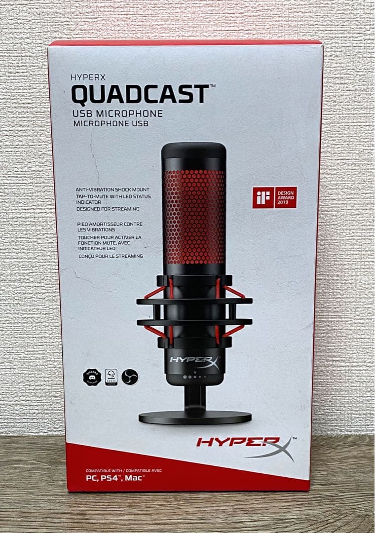 HyperX・QuadCast・USBマイク・コンデンサーマイク・赤色・黒色