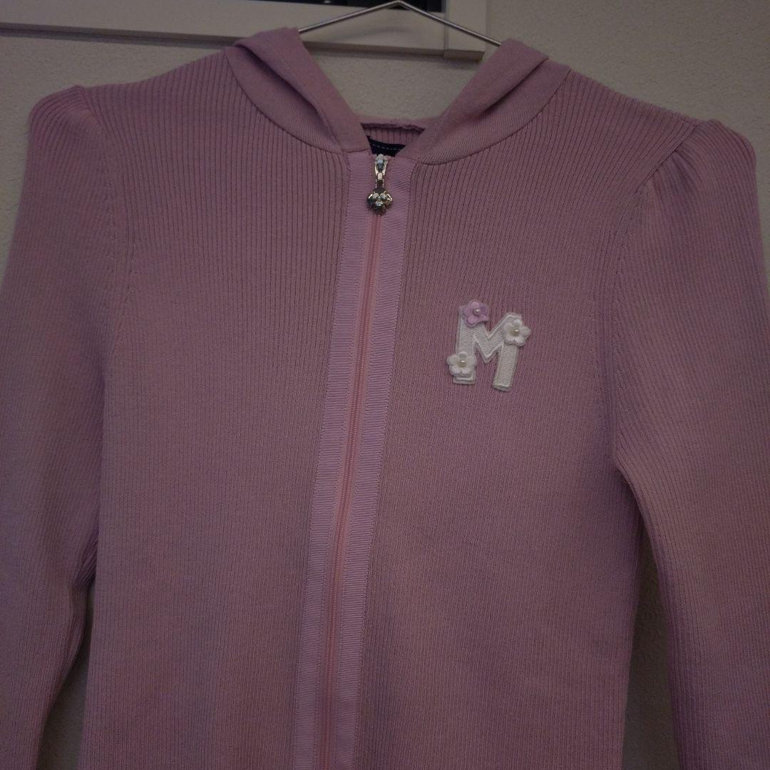 M'SGRACY ピンクロゴカーディガン