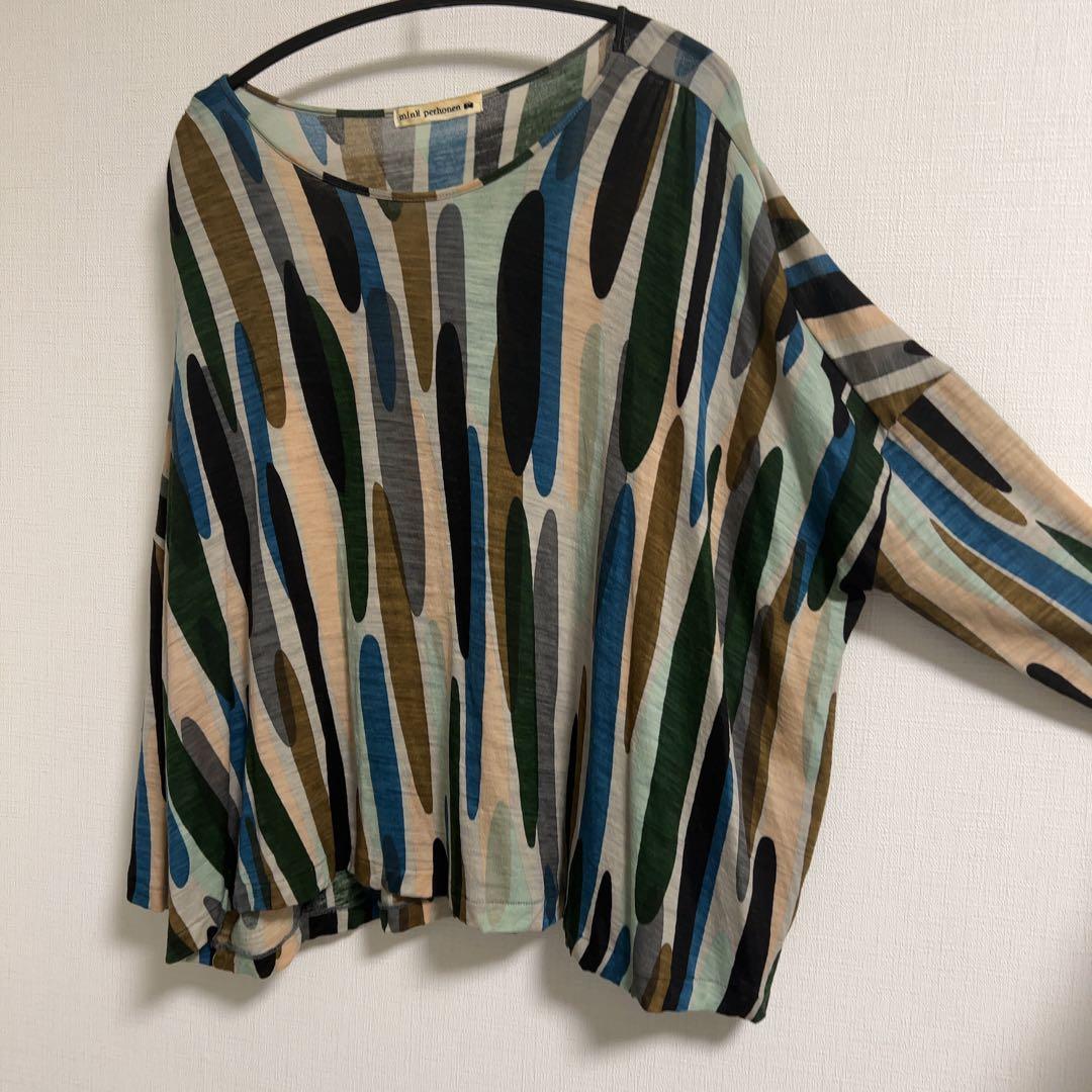 【美品】minä perhonen waterfall 7分袖ウールカットソー