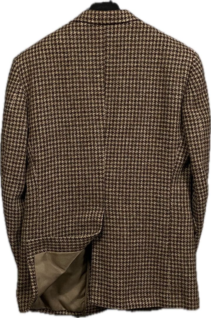 極美 90s ハリスツイード テーラードジャケット 千鳥柄 総柄 AB5 総裏