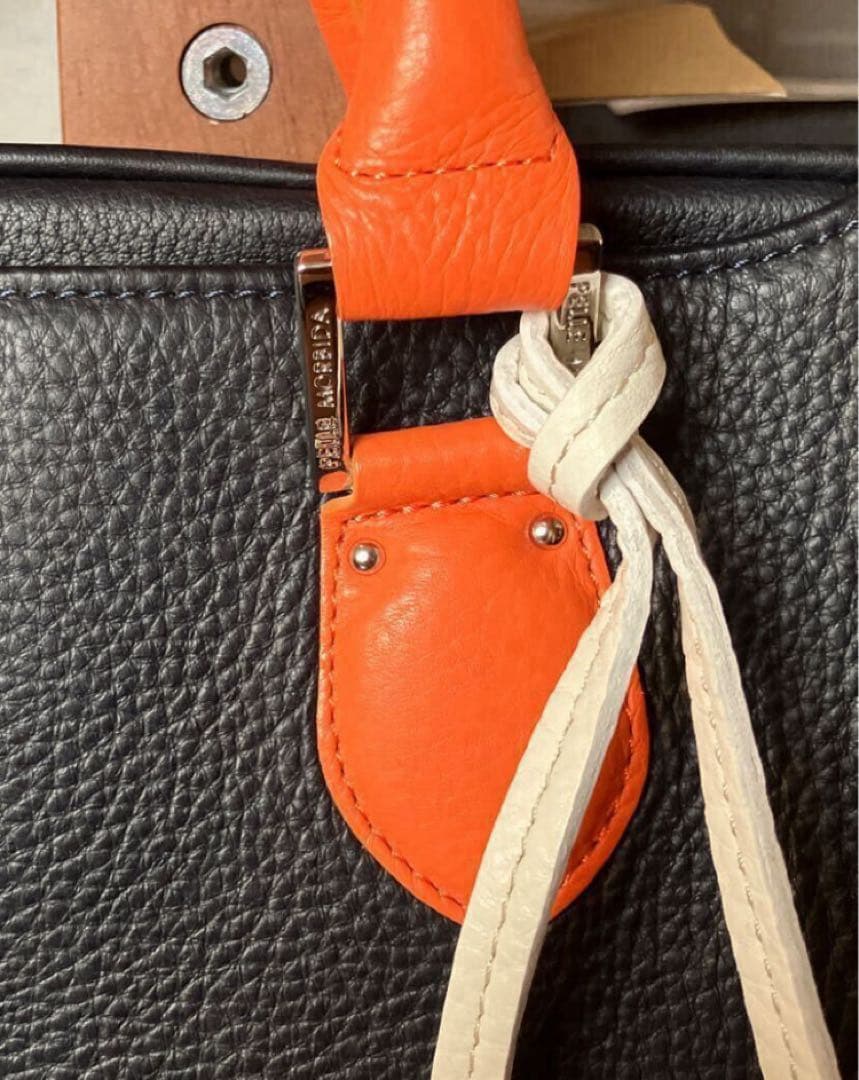 PELLE MORBIDA ビジネスバッグ ネイビー/オレンジ